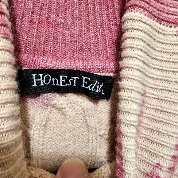 Honest Edit Pink Cable Knit Patterned Pullover Sweater XL - Picture 4 of 9